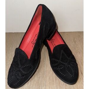 Pas De Rouge Embellished Suede Loafers, 35, NEW